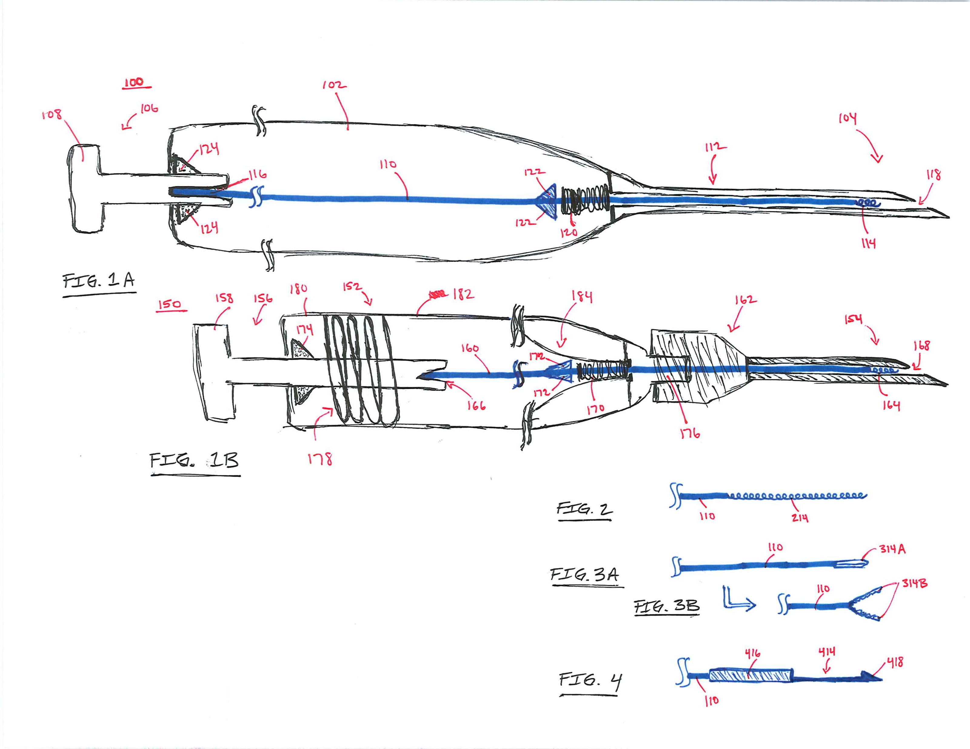 Original hand-drawn BioPen biopsy needle patent figures